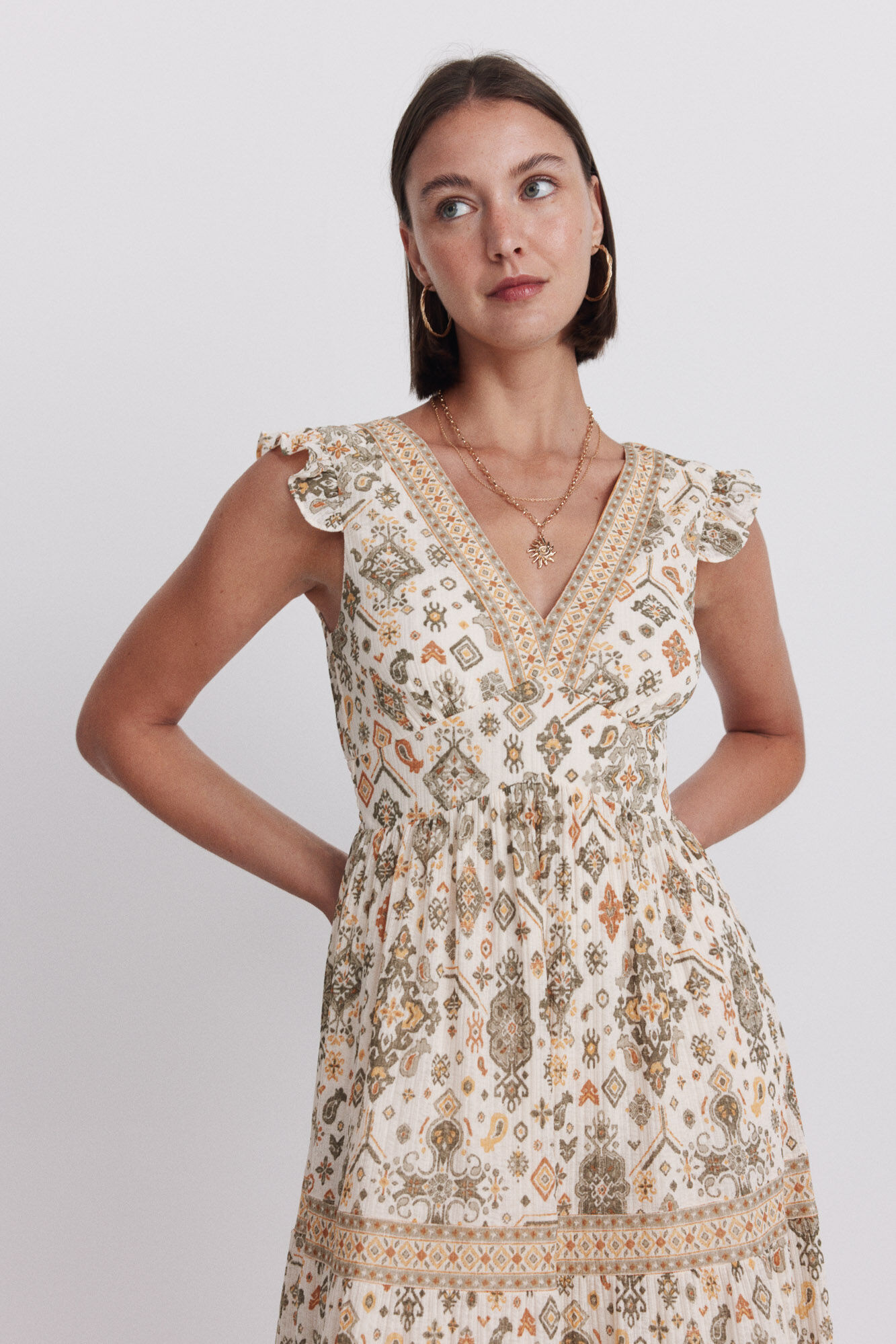 Springfield Vestido midi estampado cenefa