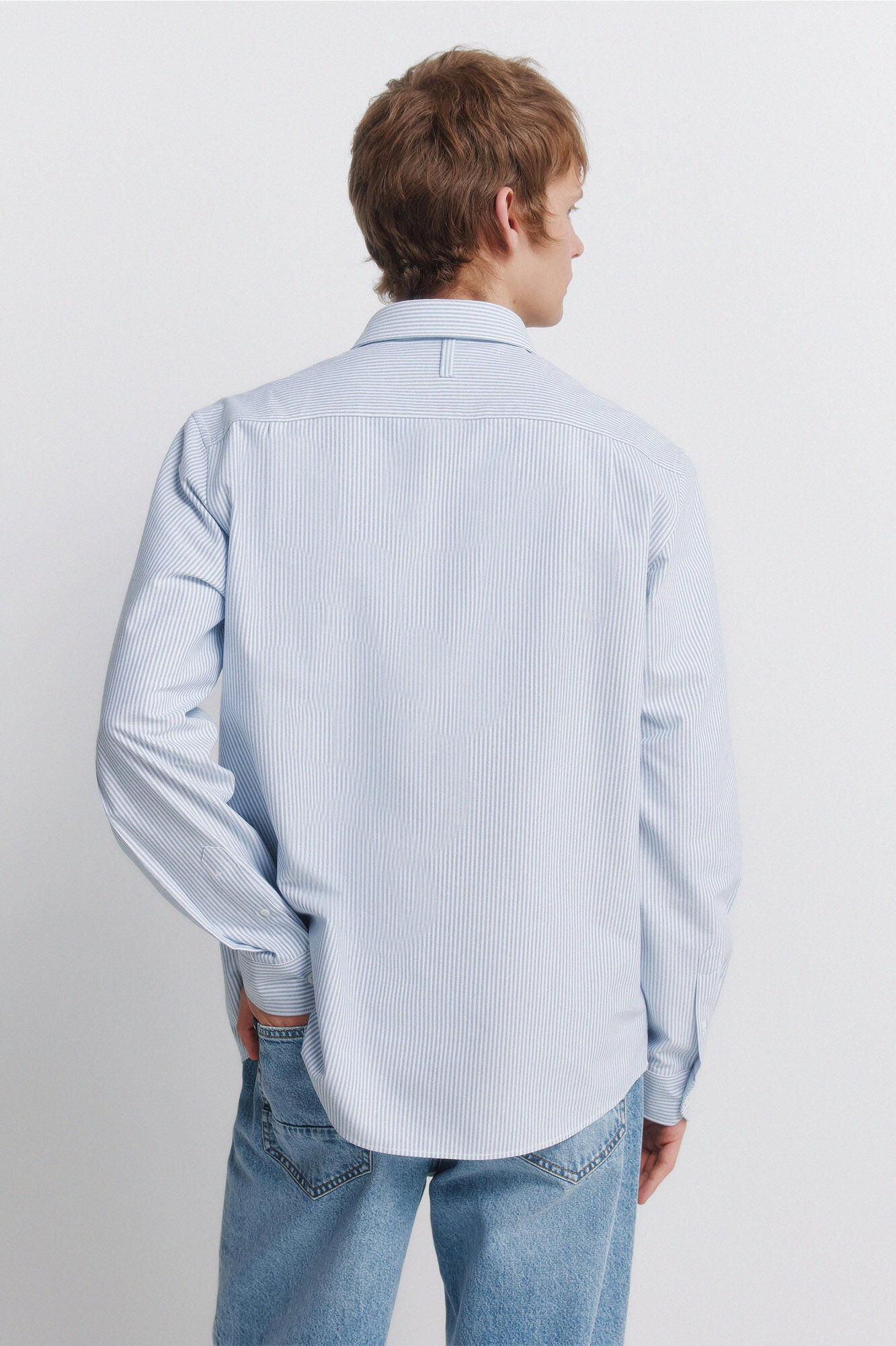 Springfield Camisa oxford a rayas sin arrugas azul