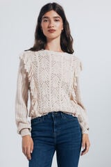 Springfield Suéter romántico pointelle beige