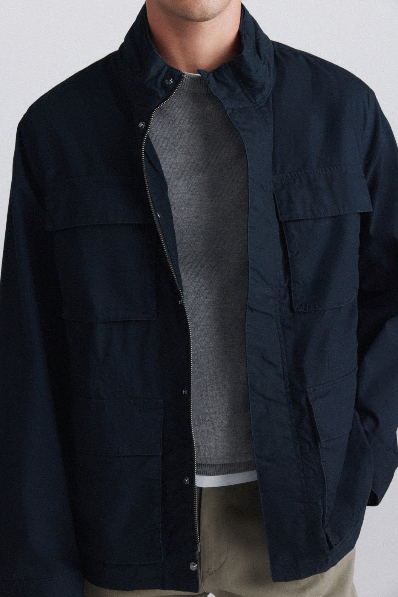 Springfield Parka de algod&oacute;n con bolsillos azul