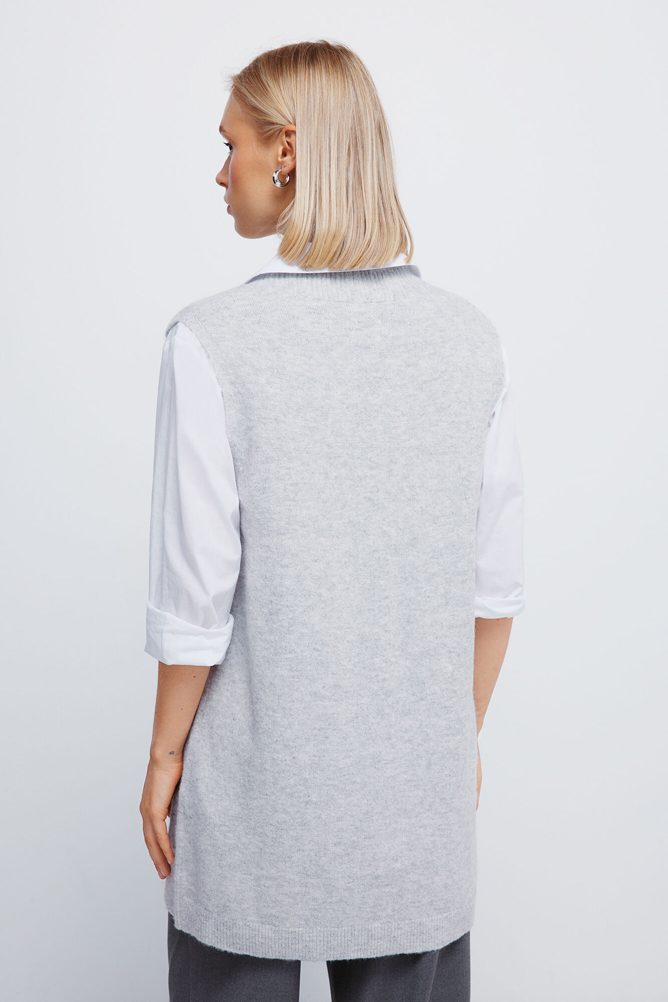 Springfield Chaleco largo abierto gris