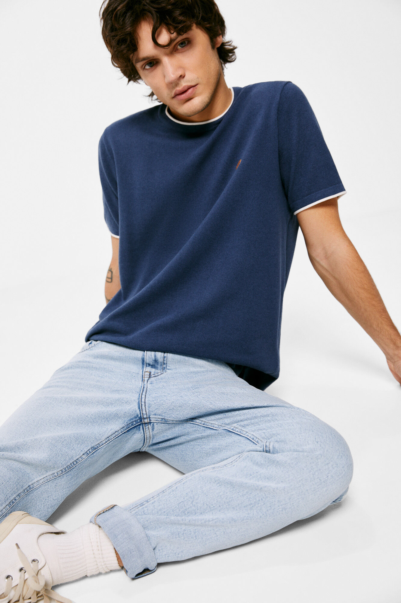 Springfield Playera punto torzal azul tinta