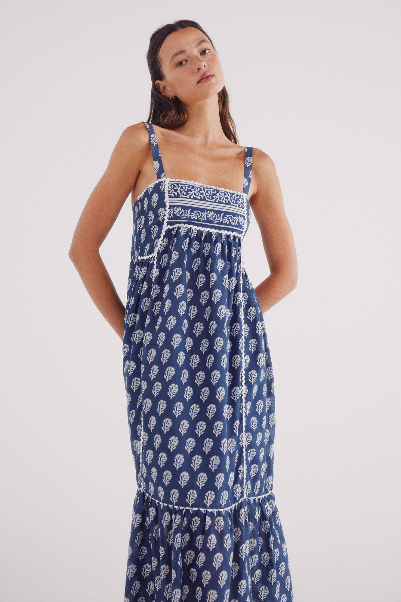 Springfield Vestido midi estampado paisley turquesa