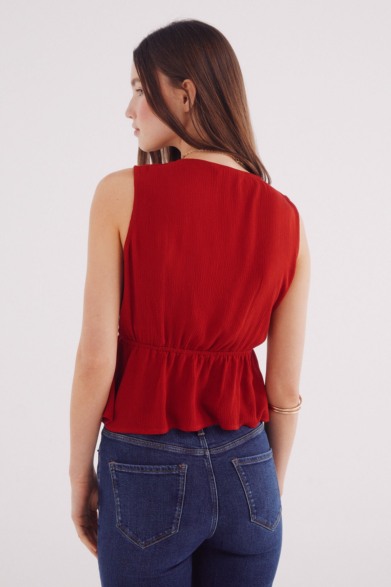 Springfield Blusa escote cenefa &eacute;tnica rojo