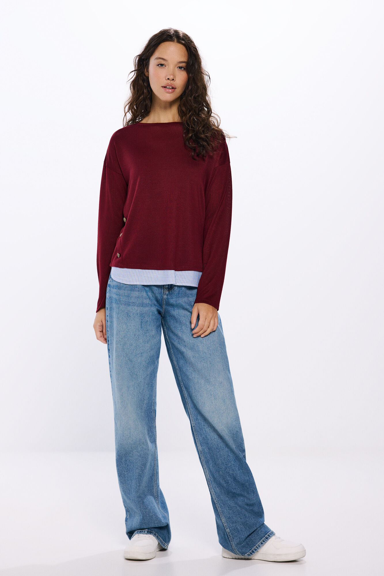 Springfield Playera combinada botones laterales p&uacute;rpura