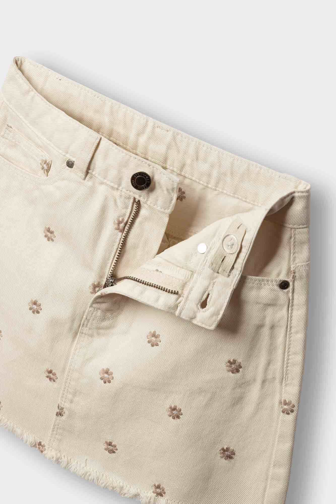 Springfield Kids Falda de sarga bordada para ni&ntilde;a blanco