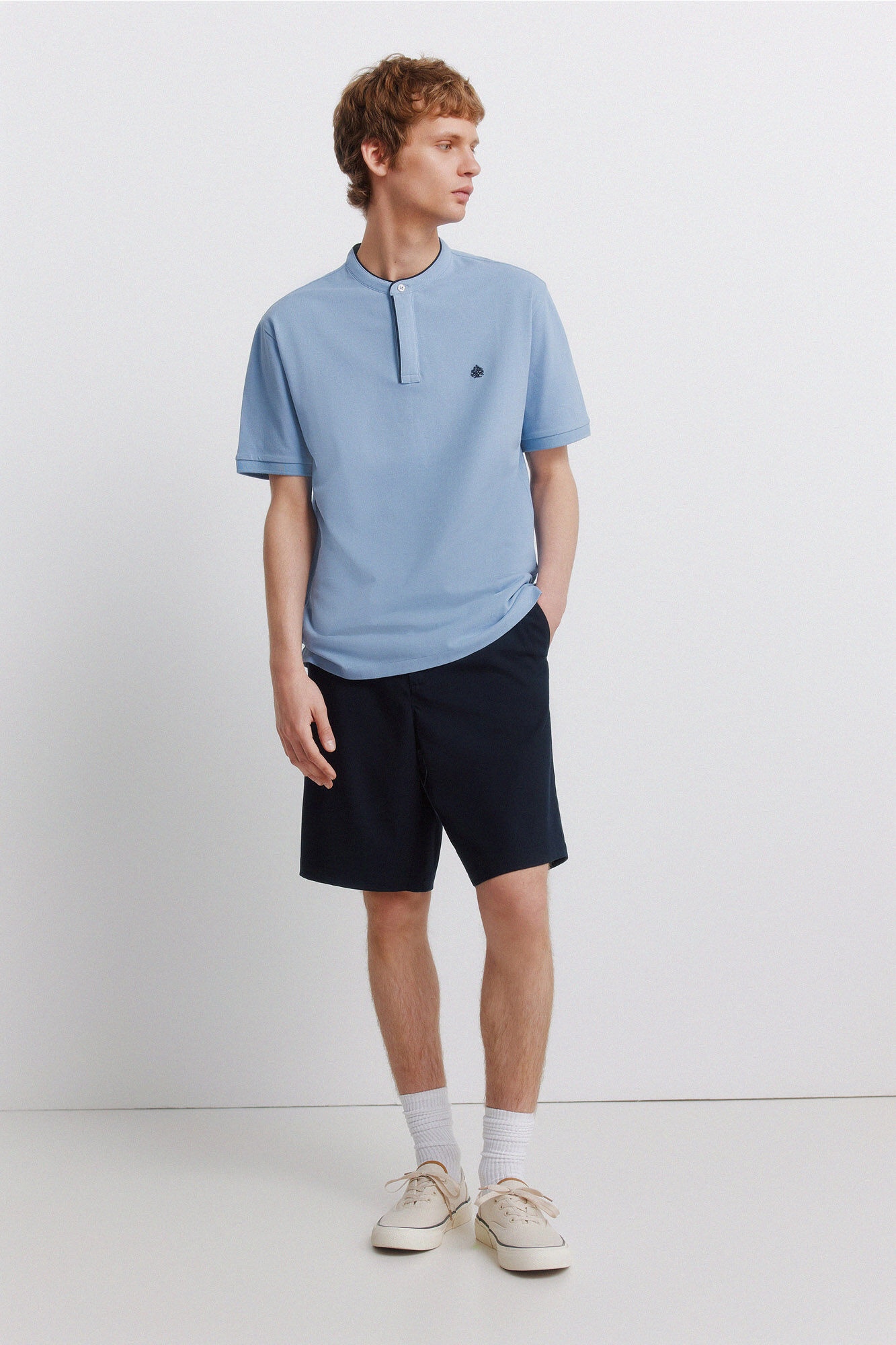 Springfield Polo de piqu&eacute; cuello mao slim fit azul