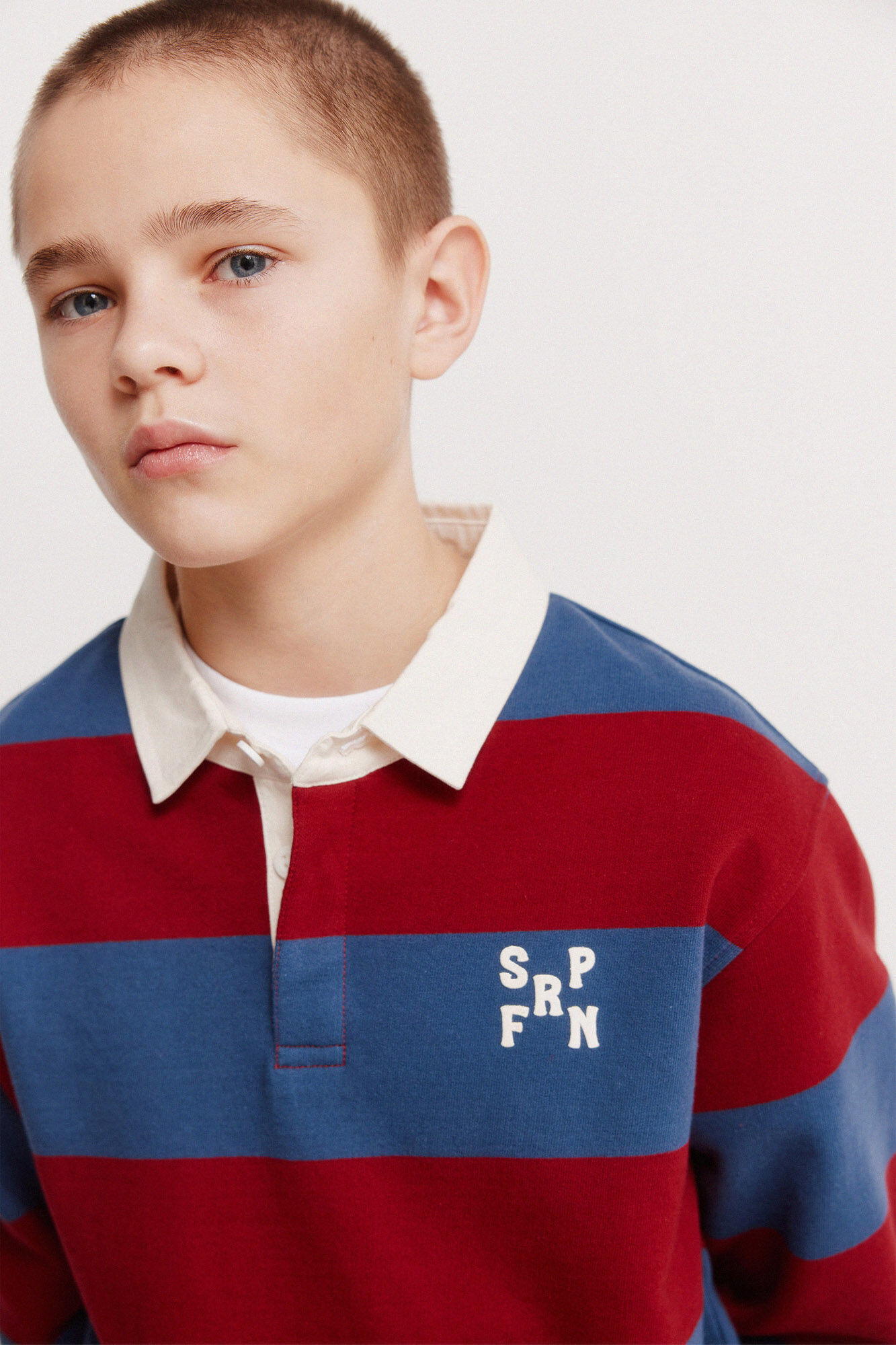 Springfield Kids Polo rugby a rayas para ni&ntilde;o rojo