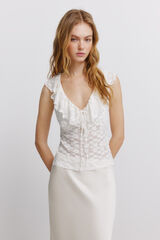 Springfield Top de volantes de encaje blanco