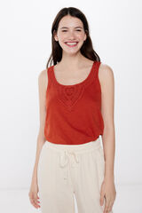 Springfield Playera escote crochet naranja