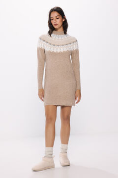 Springfield Vestido tejido cenefas jacquard café