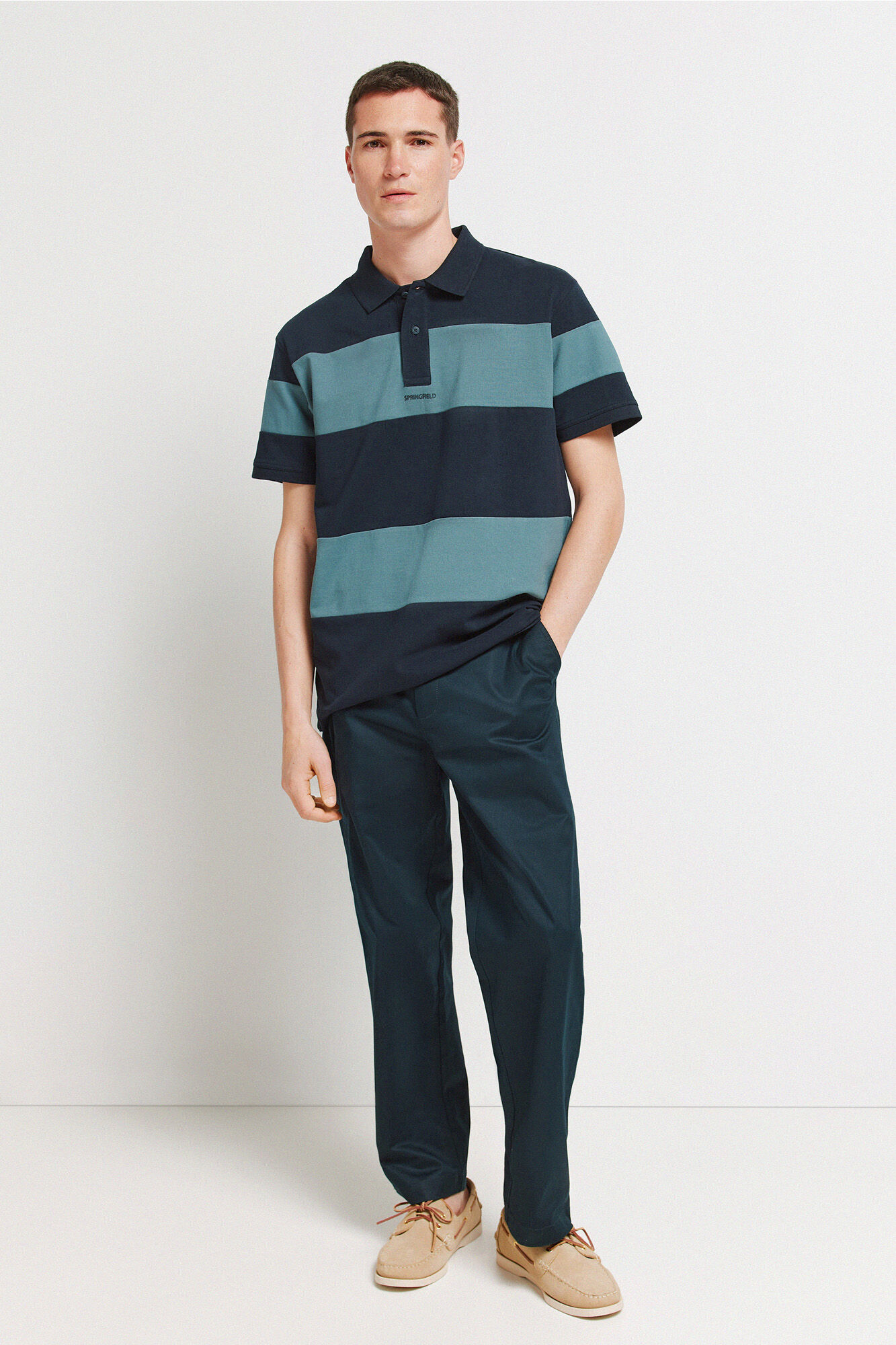 Springfield Polo corte regular de piqu&eacute; con bloques de color