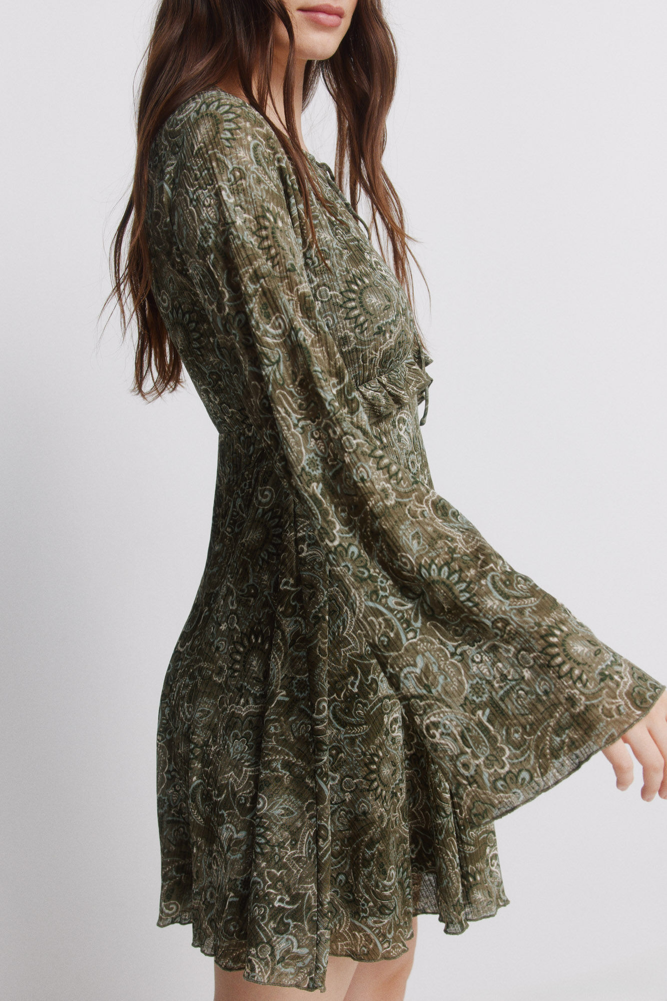 Springfield Vestido corto estampado verde khaki