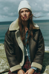 Springfield Chamarra de doble cara con cuello de piel