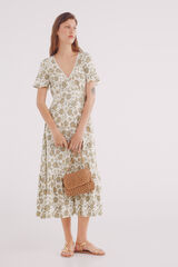 Springfield Vestido midi laces estampado amarillo