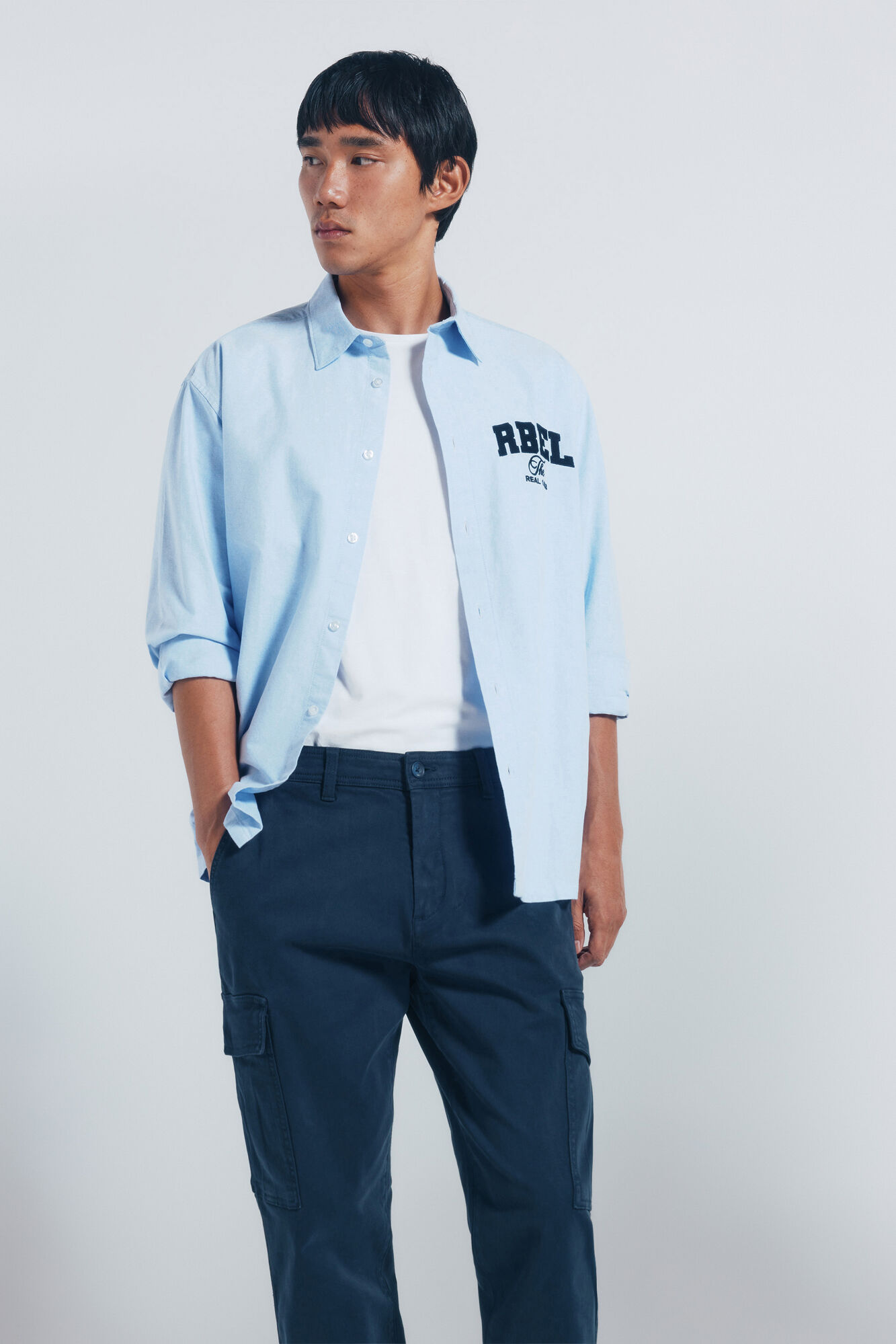 Springfield Pantal&oacute;n cargo casual de corte entallado azul