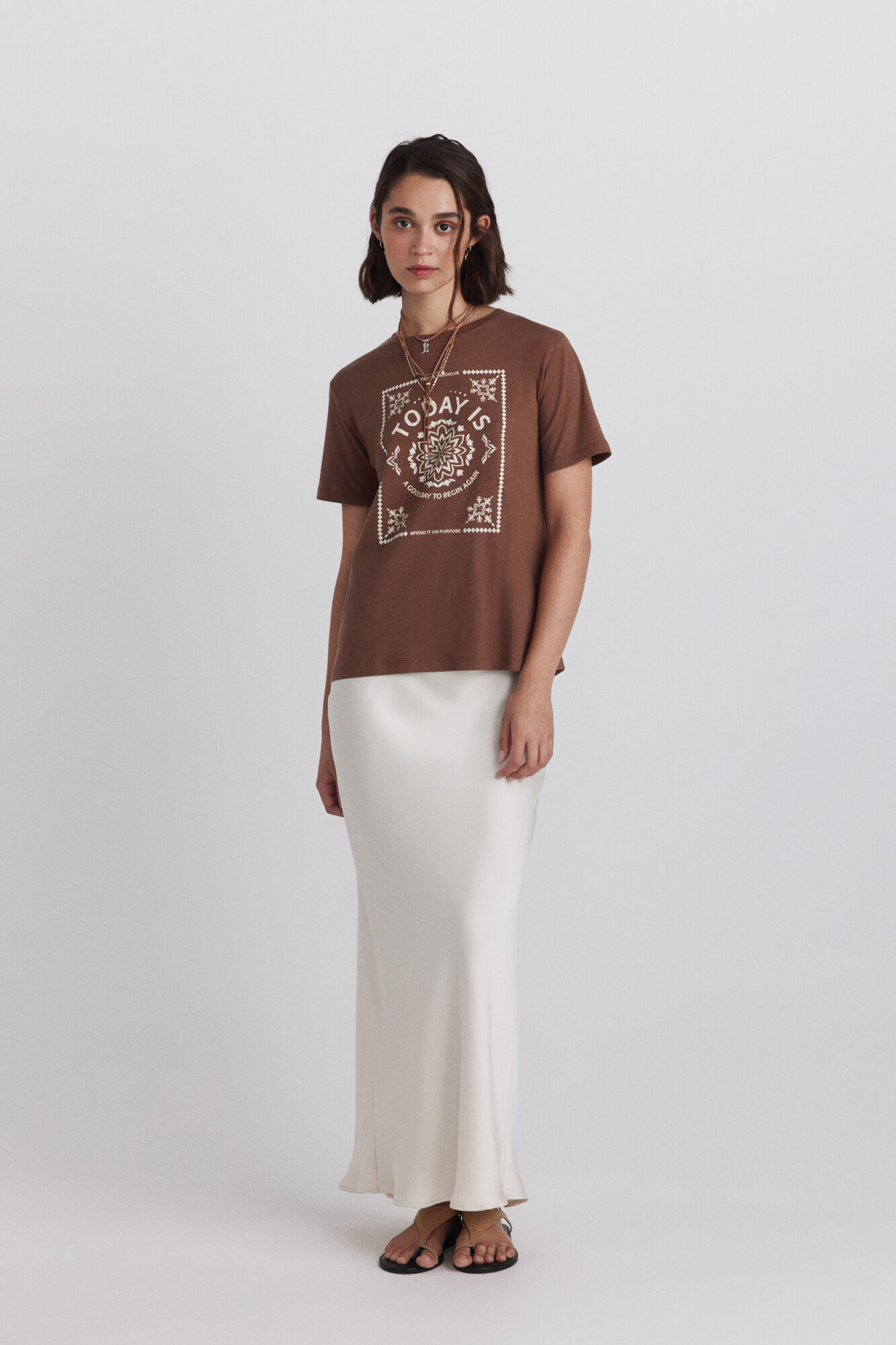 Springfield Playera de algod&oacute;n con estampado caf&eacute;