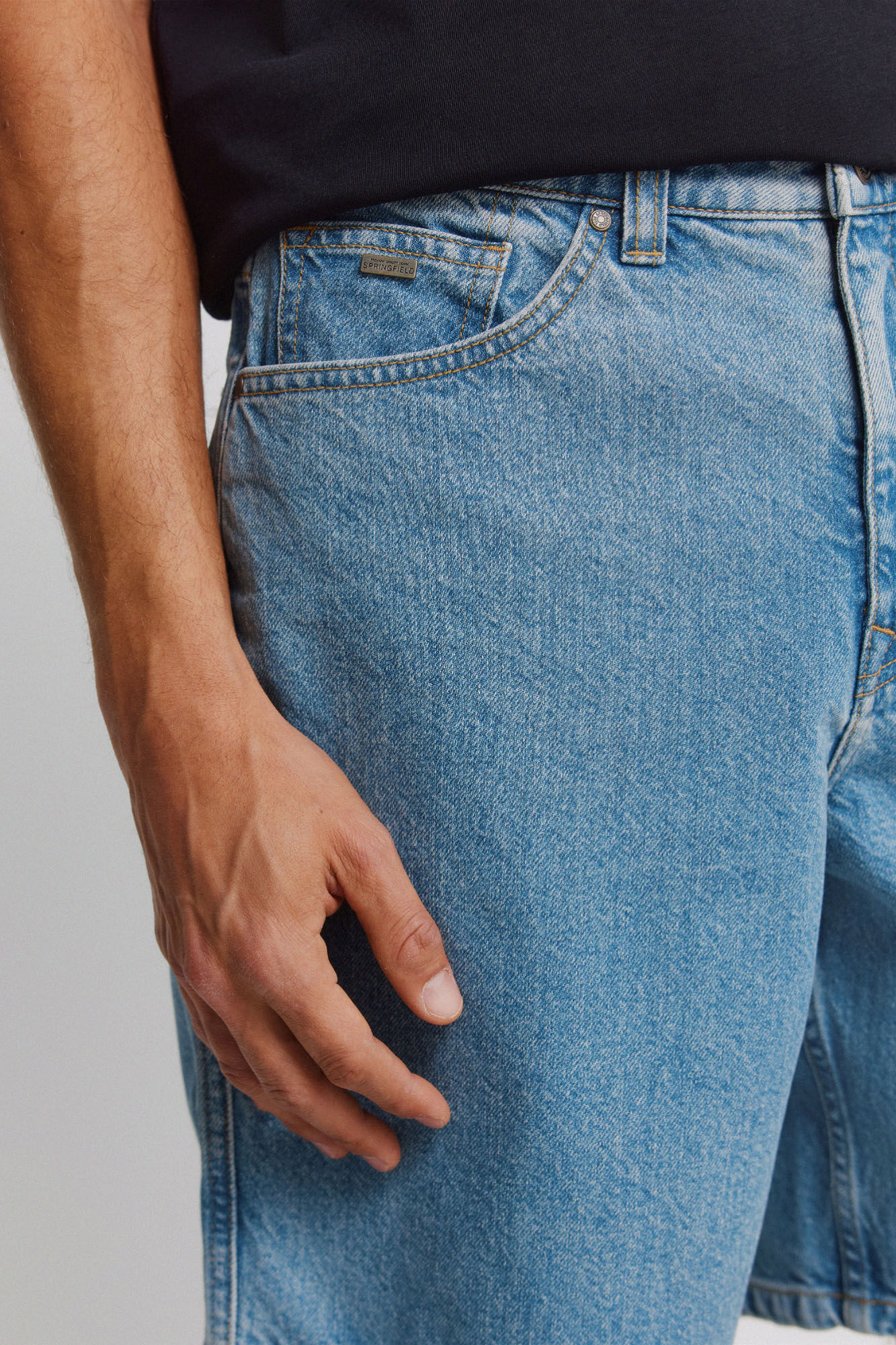 Springfield Bermuda de mezclilla straight fit azul