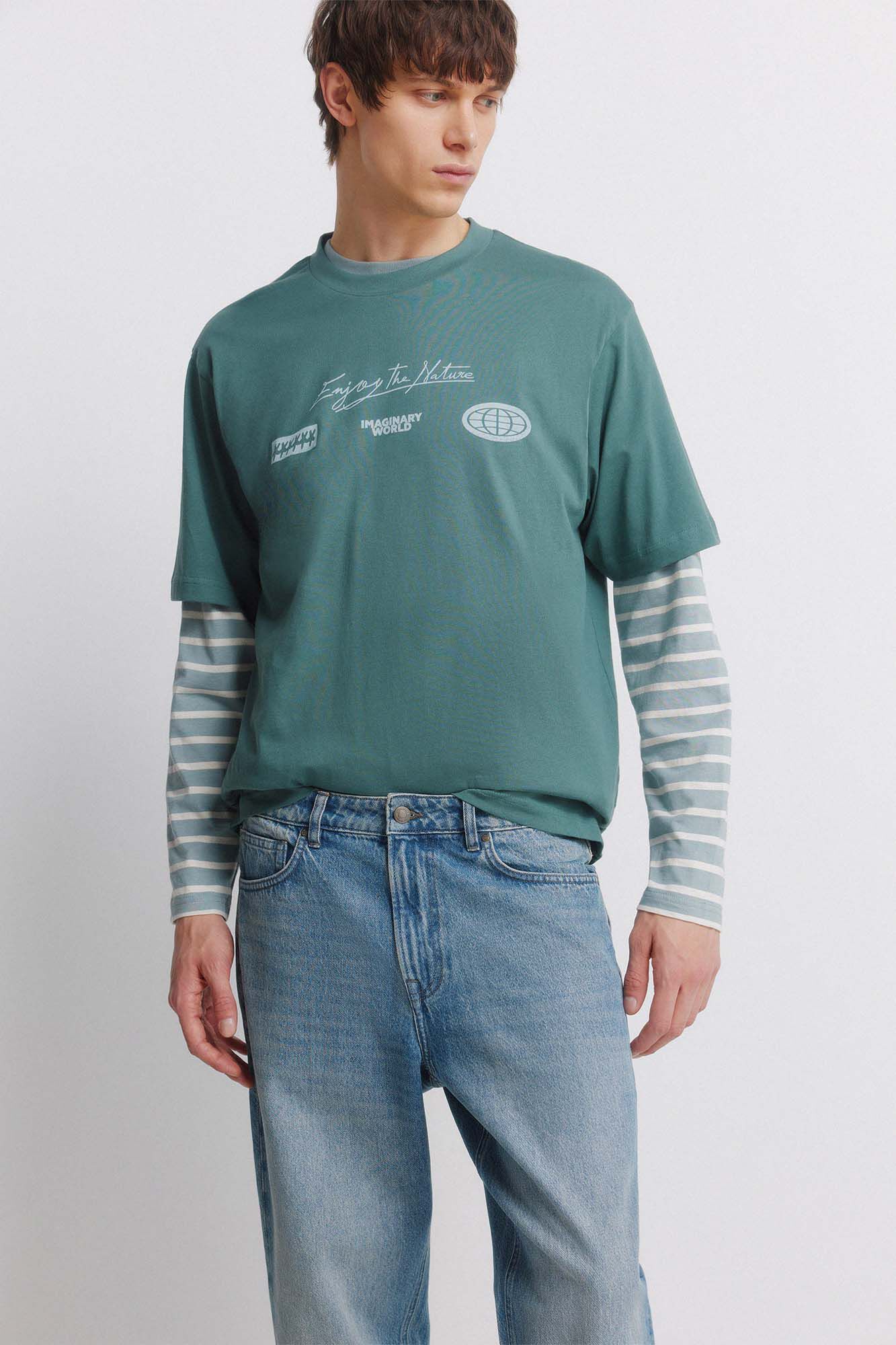 Springfield Jeans sobretintado straight fit azul