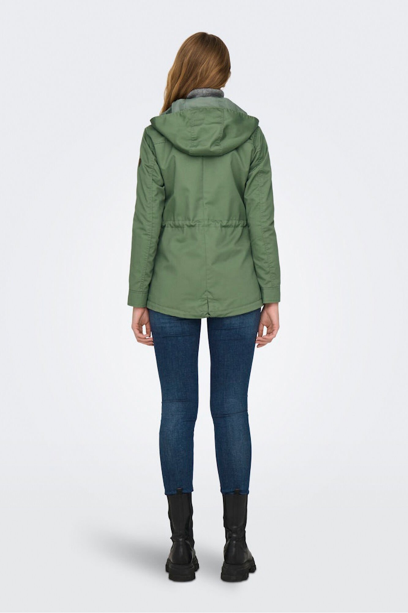Only Parka con capucha verde
