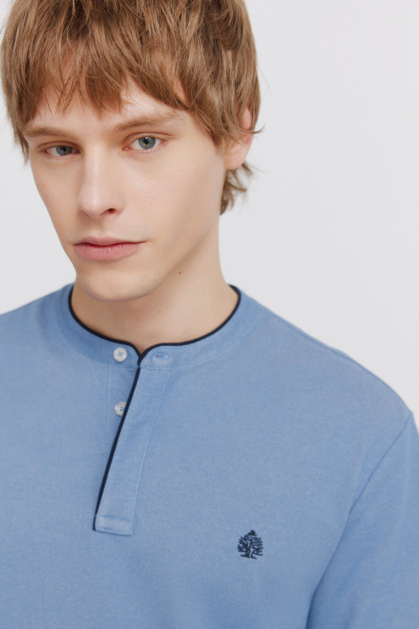 Springfield Polo de piqu&eacute; cuello mao slim fit azul