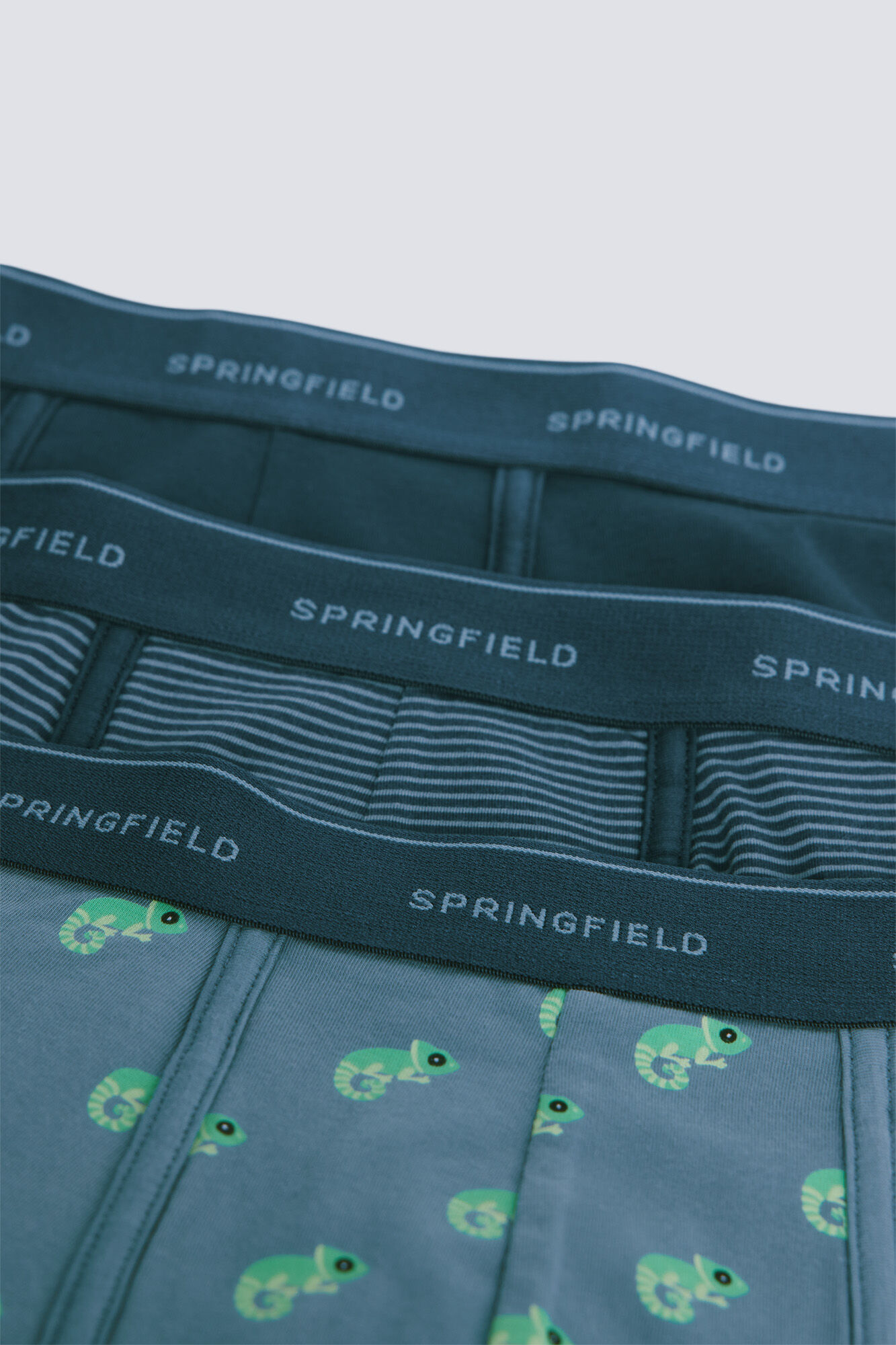 Springfield Pack 3 b&oacute;xeres camaleones y rayas azul indigo