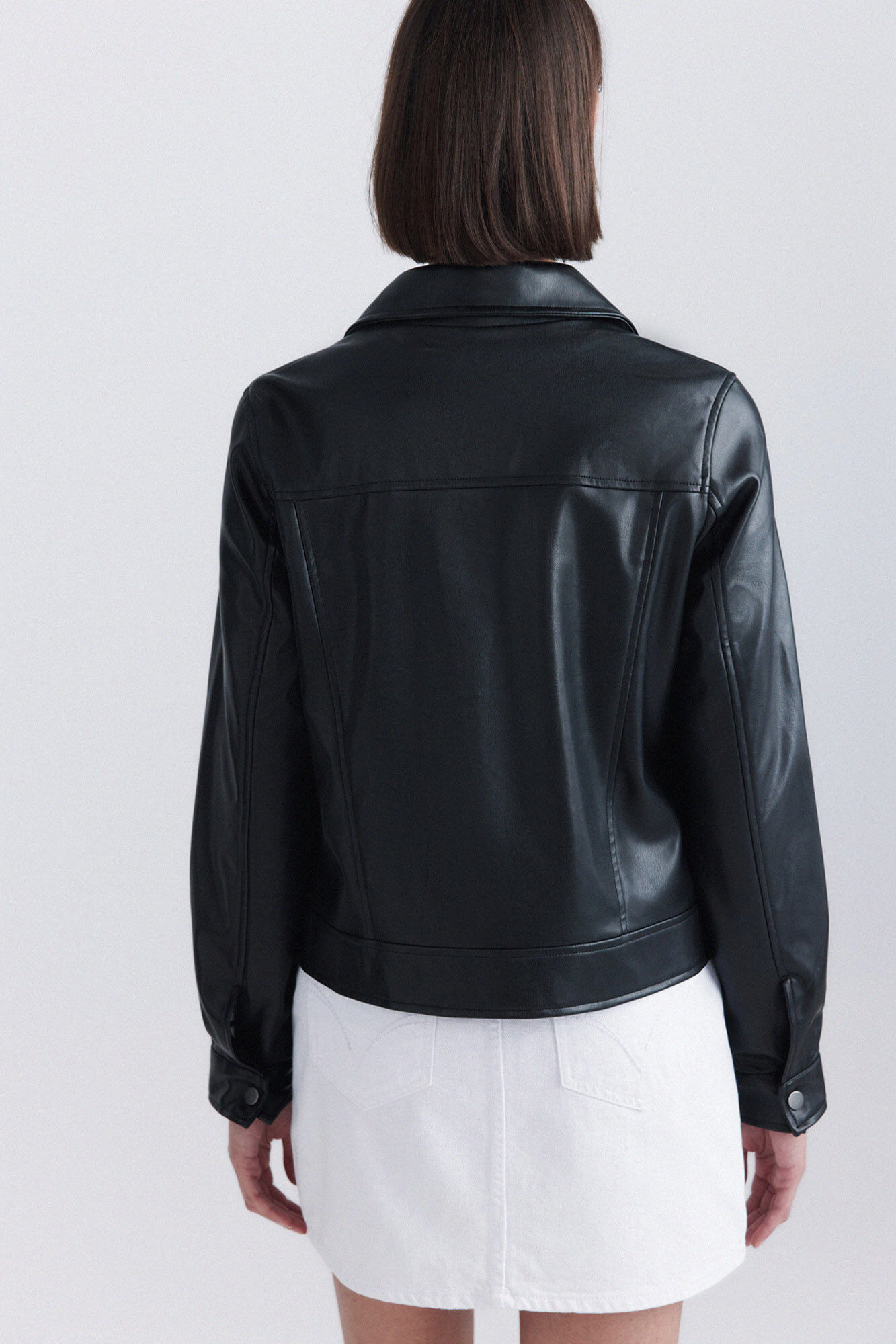 Springfield Chamarra efecto piel negro