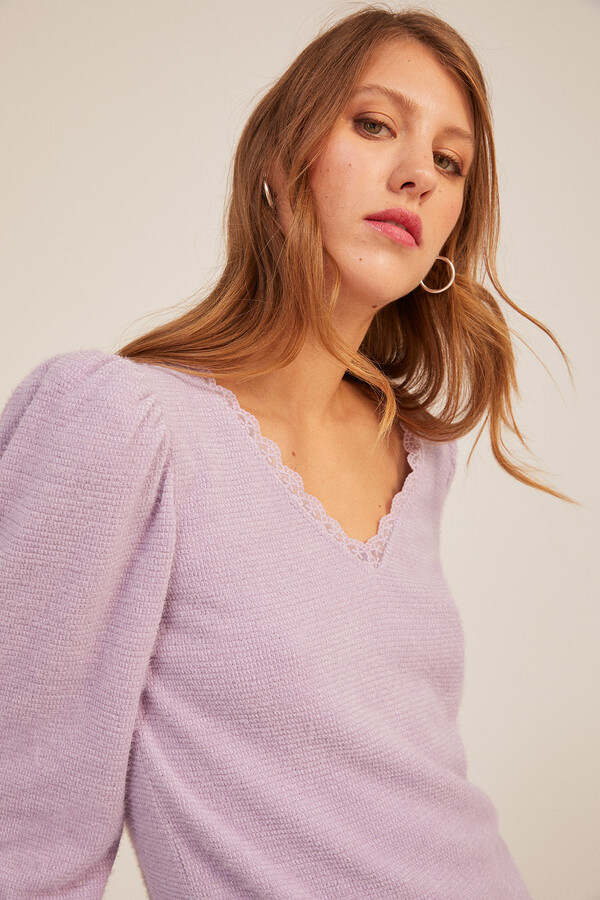 Springfield Playera Chenilla Escote Lace azul