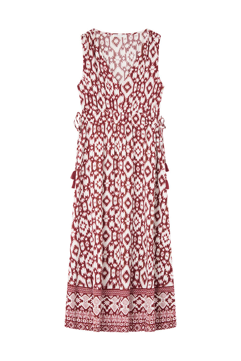 Springfield Vestido midi estampado bicolor p&uacute;rpura