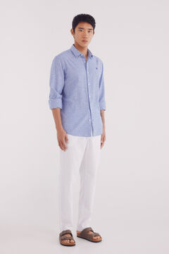 Springfield Camisa lino rayas azulado