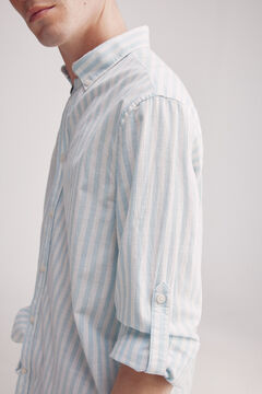 Springfield Camisa rayas algodón slub azul