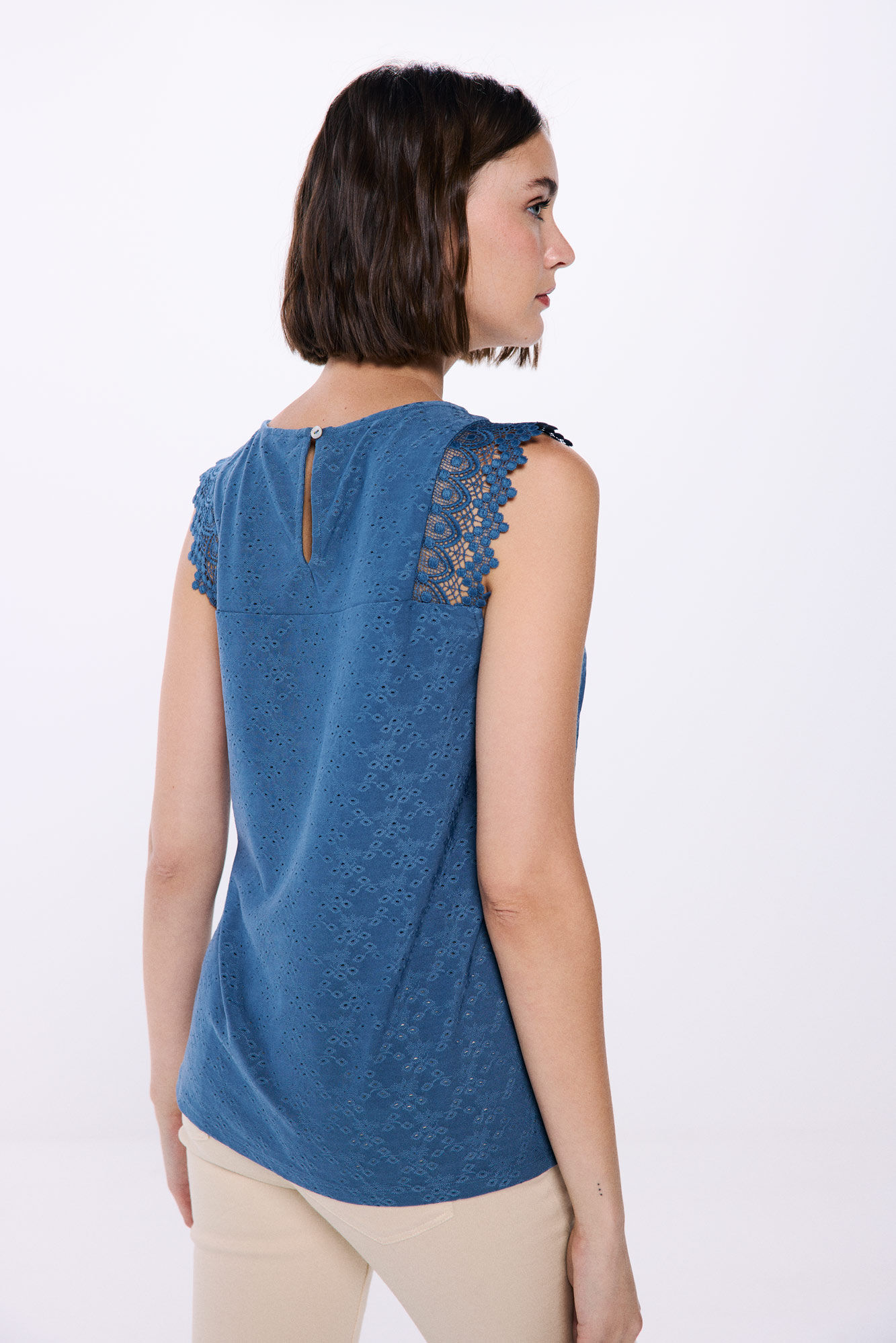 Springfield Playera hombros lace azul