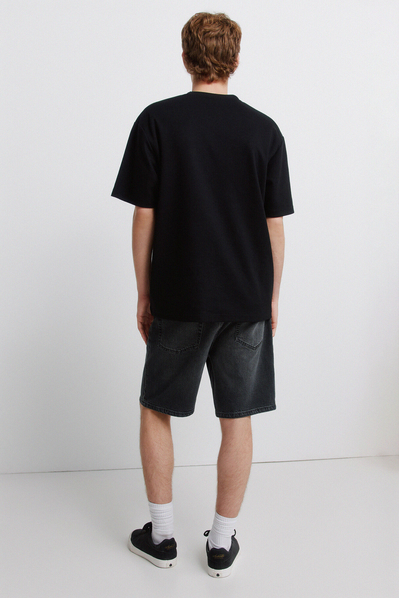 Springfield Bermuda de mezclilla negra lavado regular fit gris