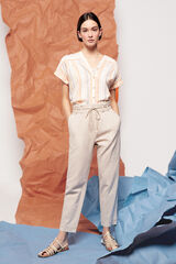 Springfield Pantalón Lino Cinturón beige