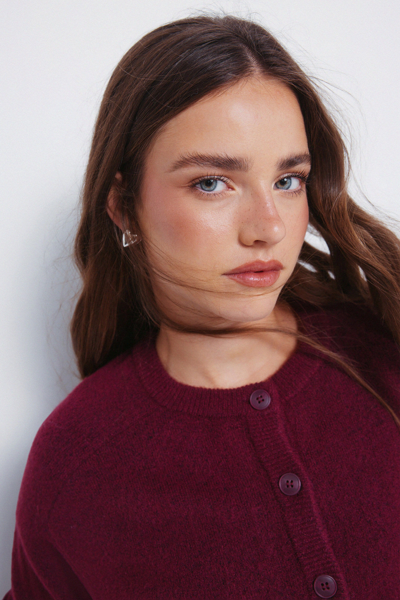 Springfield C&aacute;rdigan botones cuello redondo p&uacute;rpura