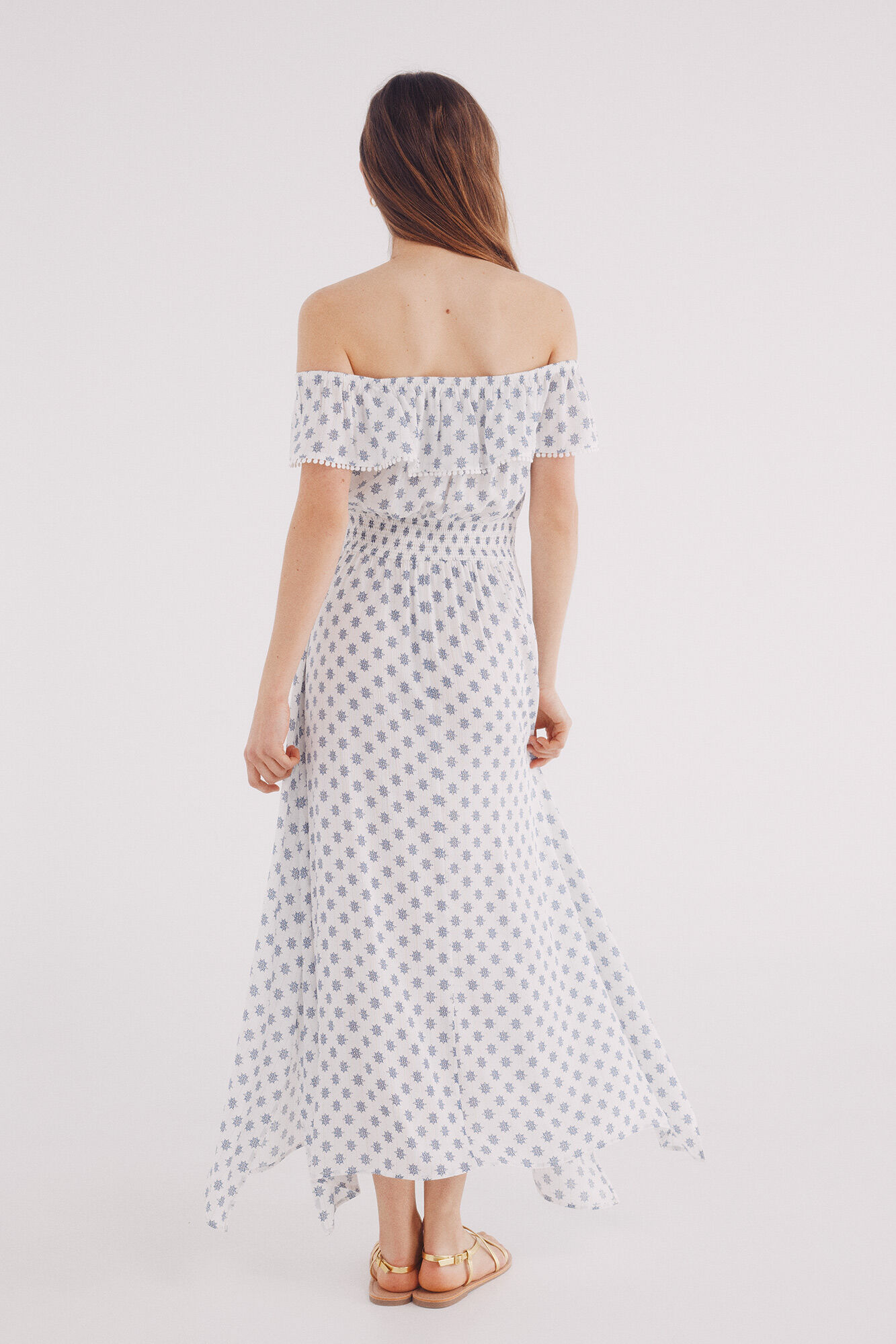 Springfield Vestido midi estampado &eacute;tnico caf&eacute;