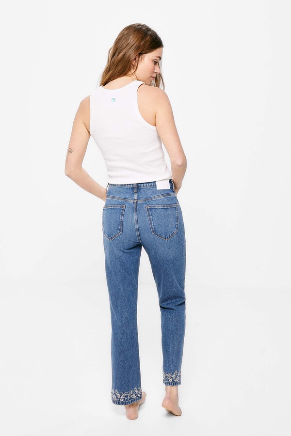 Springfield Jeans Straight Cropped Lavado Sostenible azul