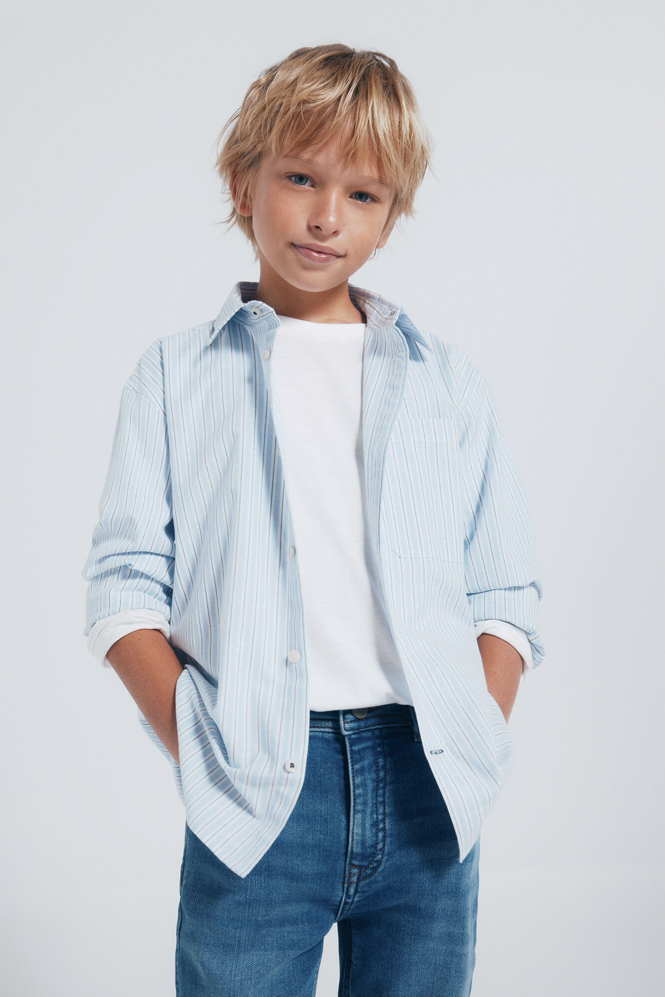 Springfield Kids Camisa raya fina azul ni&ntilde;o azul indigo