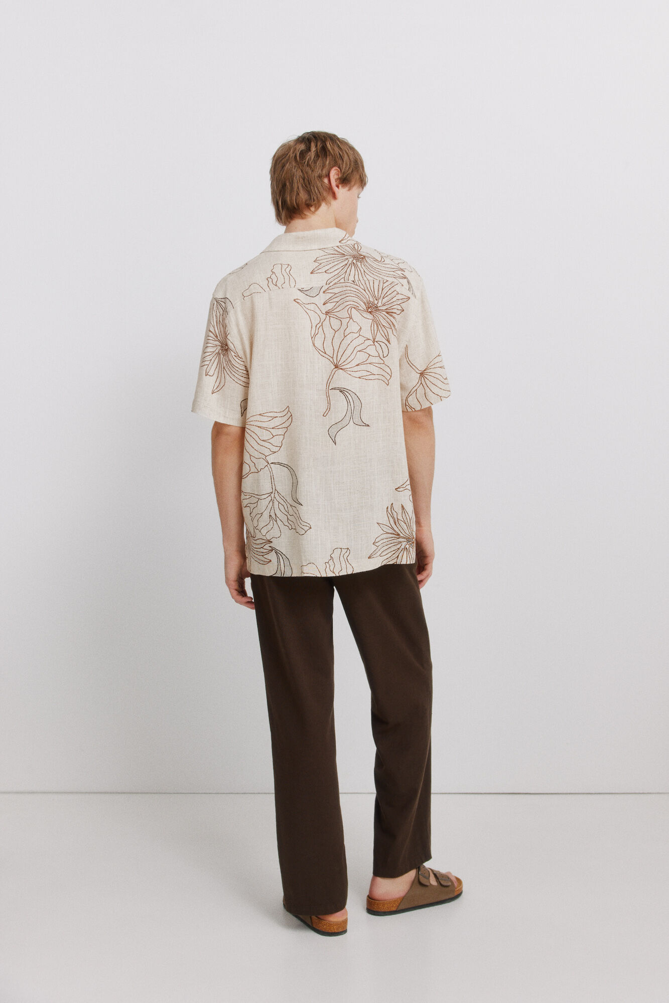 Springfield Pantal&oacute;n recto de lino estampado