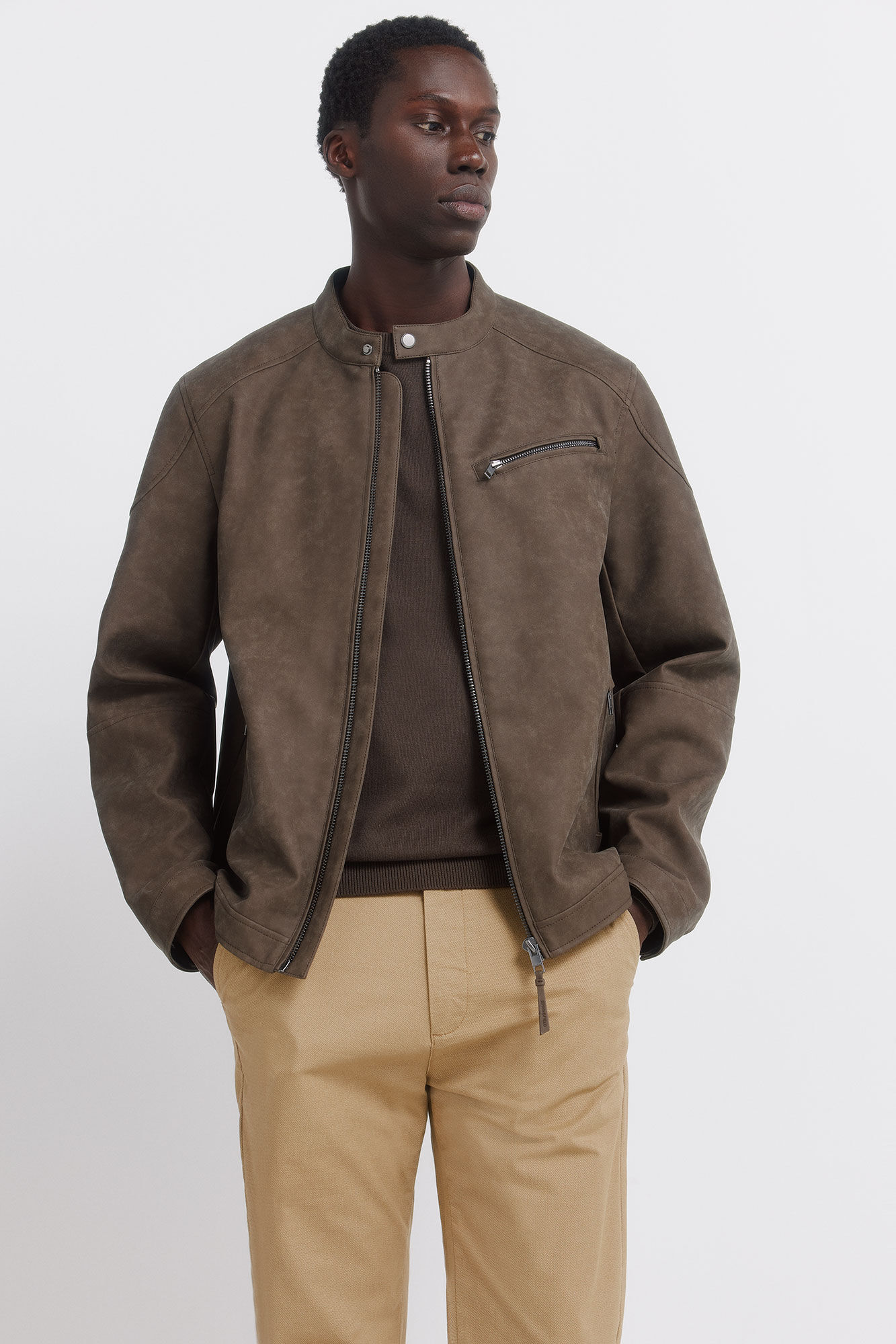 Springfield Pantal&oacute;n microestampado slim fit beige