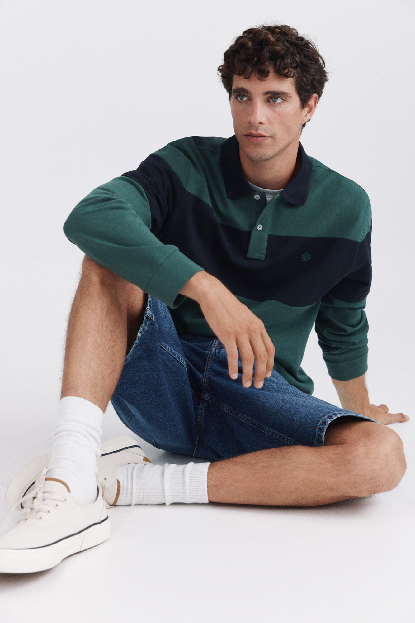 Springfield Polo de piqu&eacute; manga larga bloques de color regular fit
