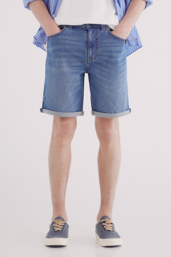 Springfield Bermuda vaquera básica lavado medio azul