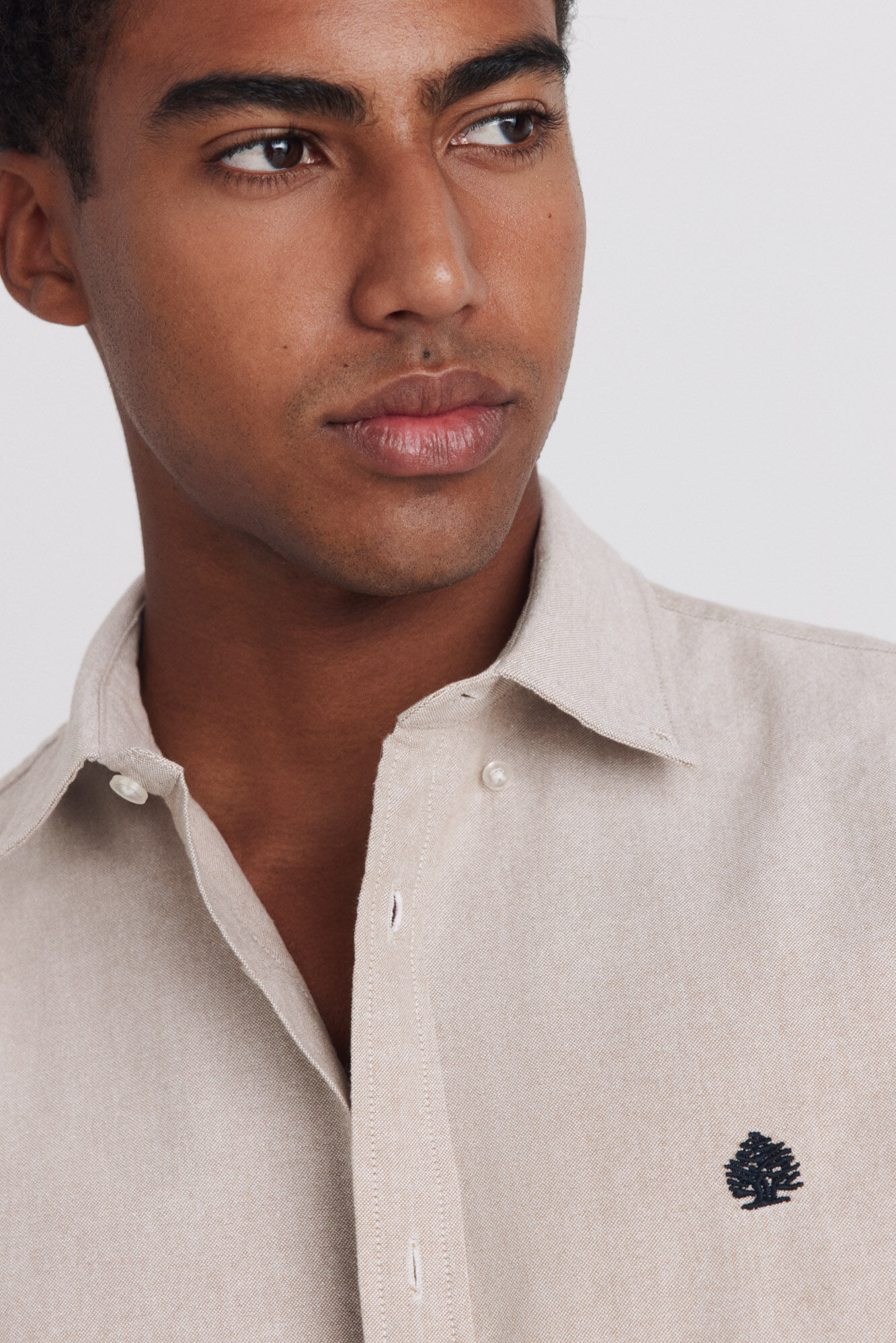 Springfield Camisa oxford beige