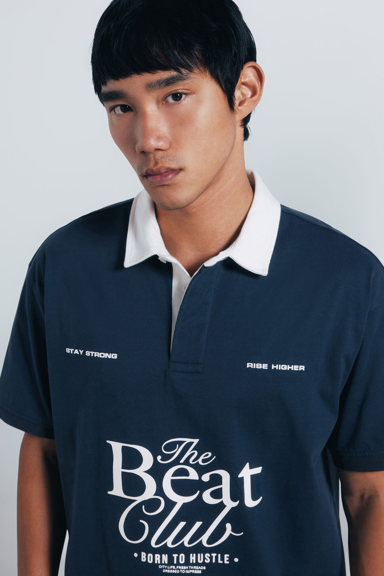 Springfield Polo de rugby con textos de corte cuadrado