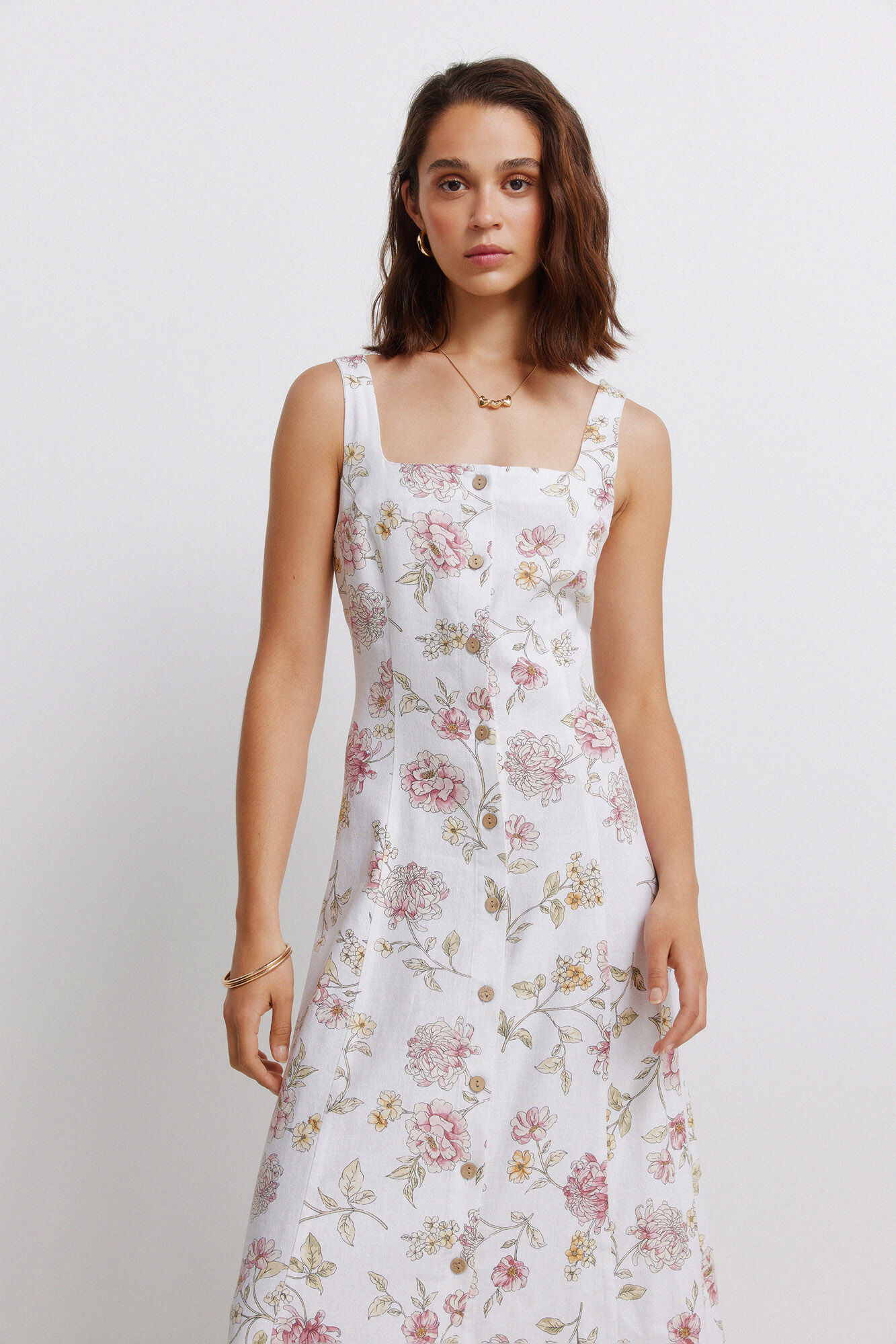 Springfield Vestido midi con escote cuadrado