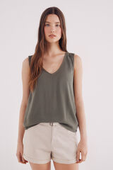 Springfield Playera escote v hombros crochet verde