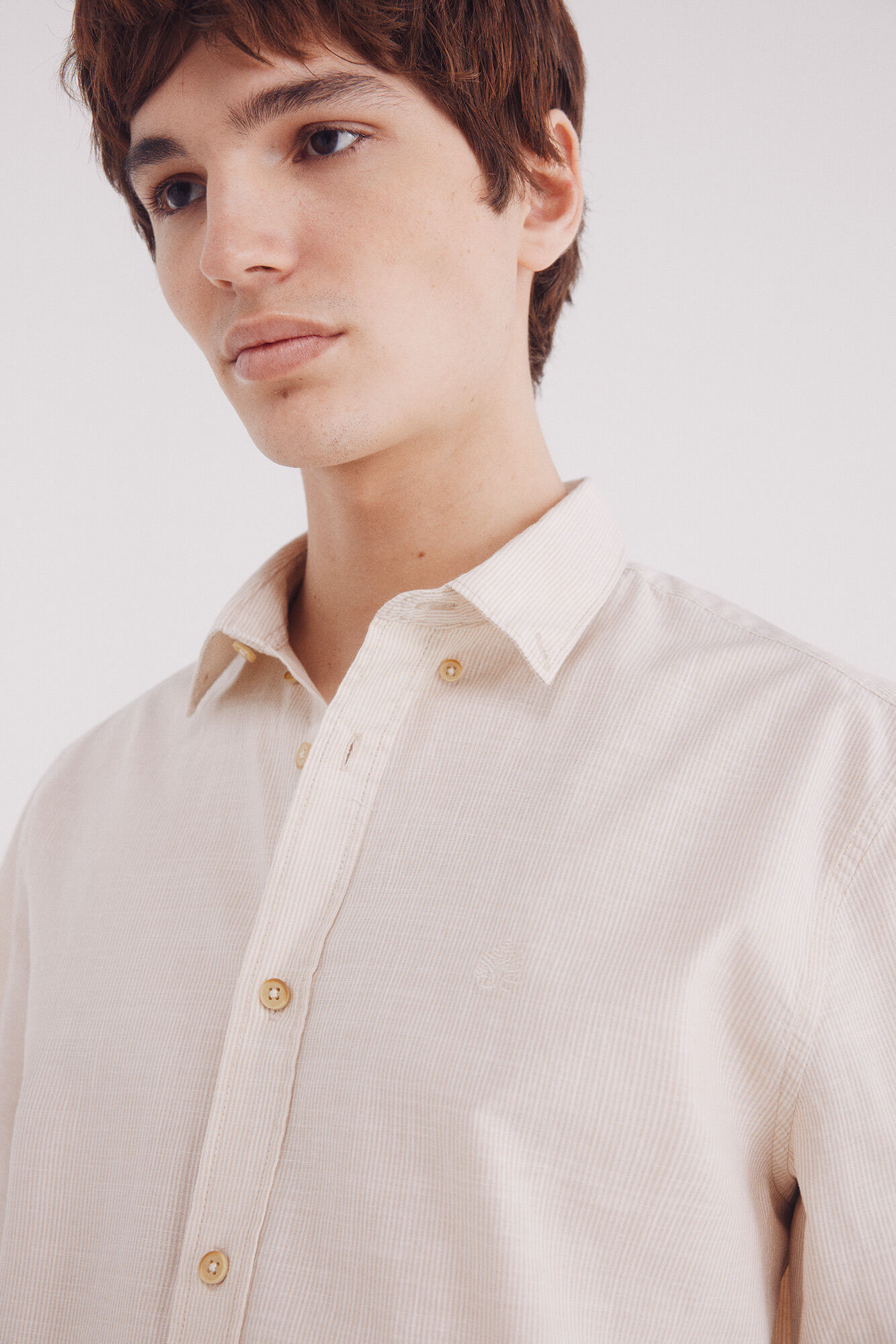 Springfield Camisa manga corta algod&oacute;n slub microrraya