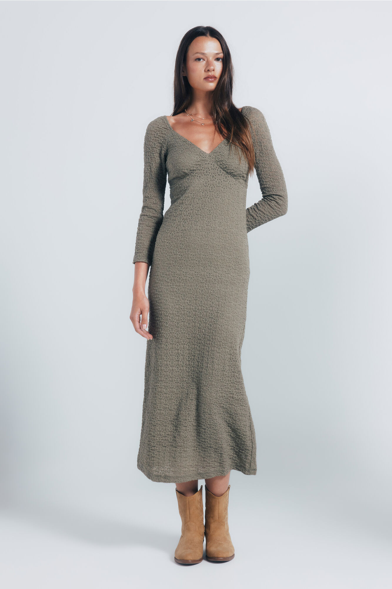 Springfield Vestido midi liso textura