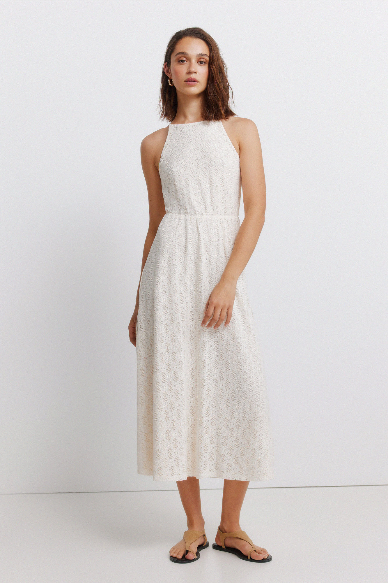 Springfield Vestido midi halter bordado