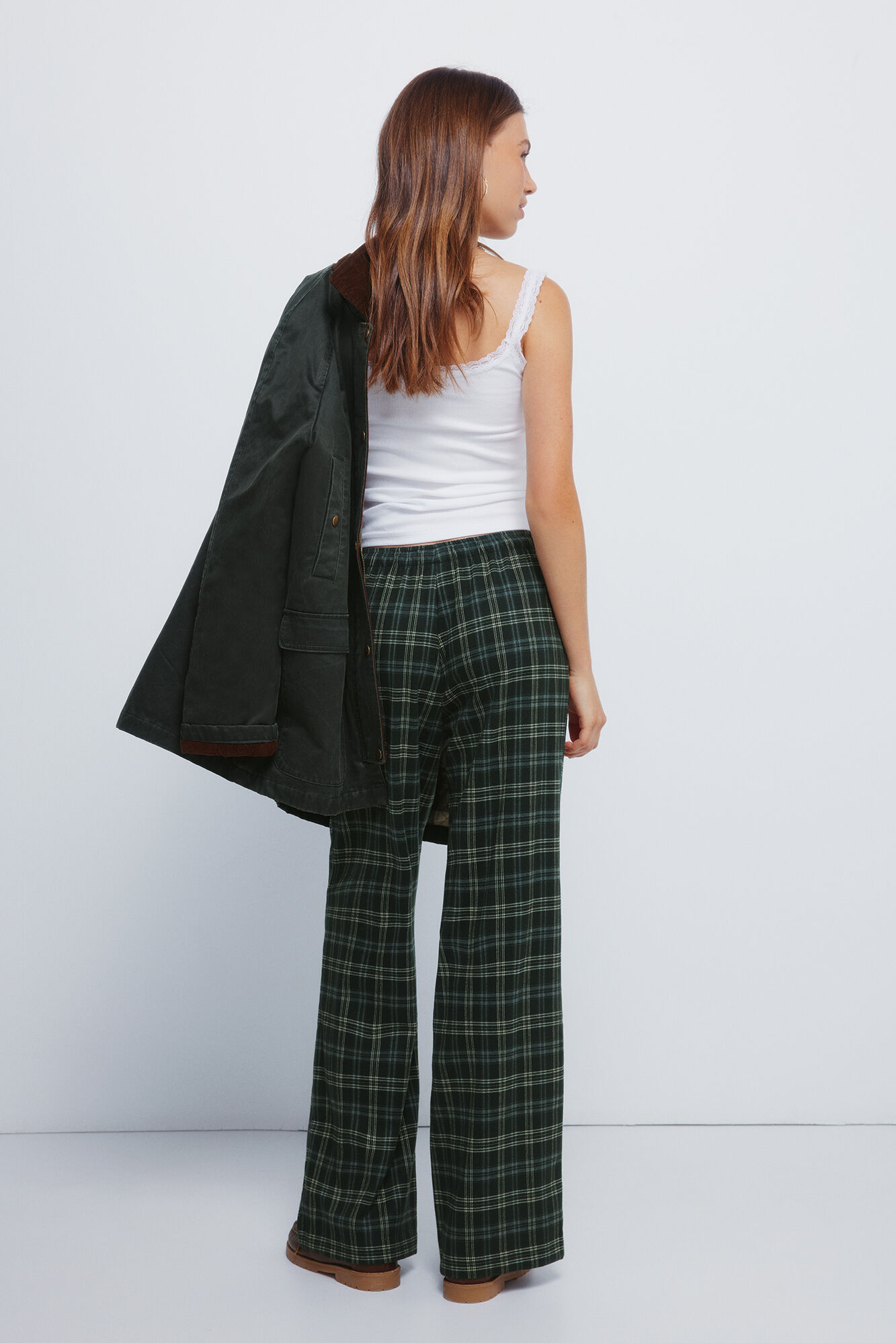 Springfield Pantalones jogger a cuadros verde